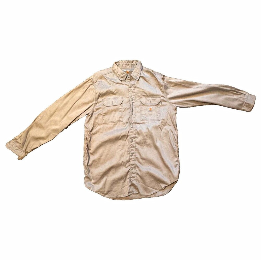 Carhartt Men’s XL Gray FR Flame Resistant Twill Work Shirt Cotton Blend FRS003